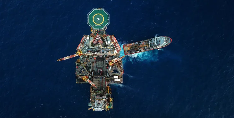 Offshore ship at oil and gas rig