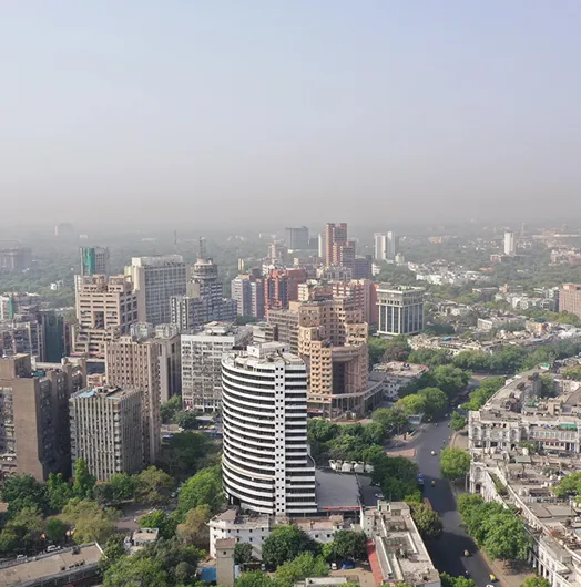 Aerial view of an Indian city skyline