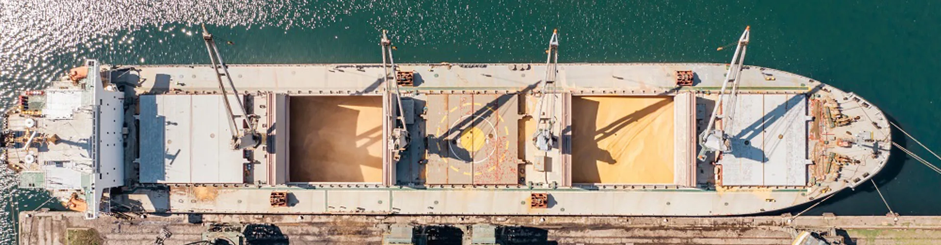 Ariel loading of dry cargo ship