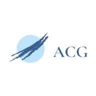 Circular blue logo with a stylised swoosh and "ACG" letters.