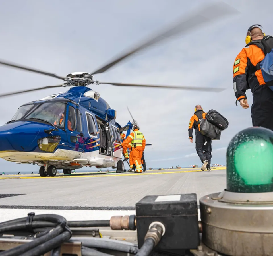 Helicopter used for offshore crew change operations