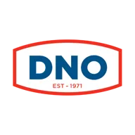 Logo with bold blue "DNO" in a red oval border with "EST-1971" text.