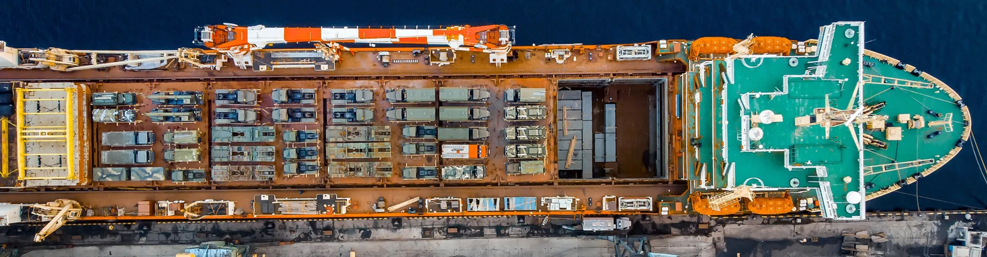 Aerial view of cargo ship