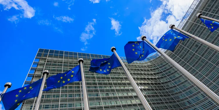 EU Flags outside the EU building